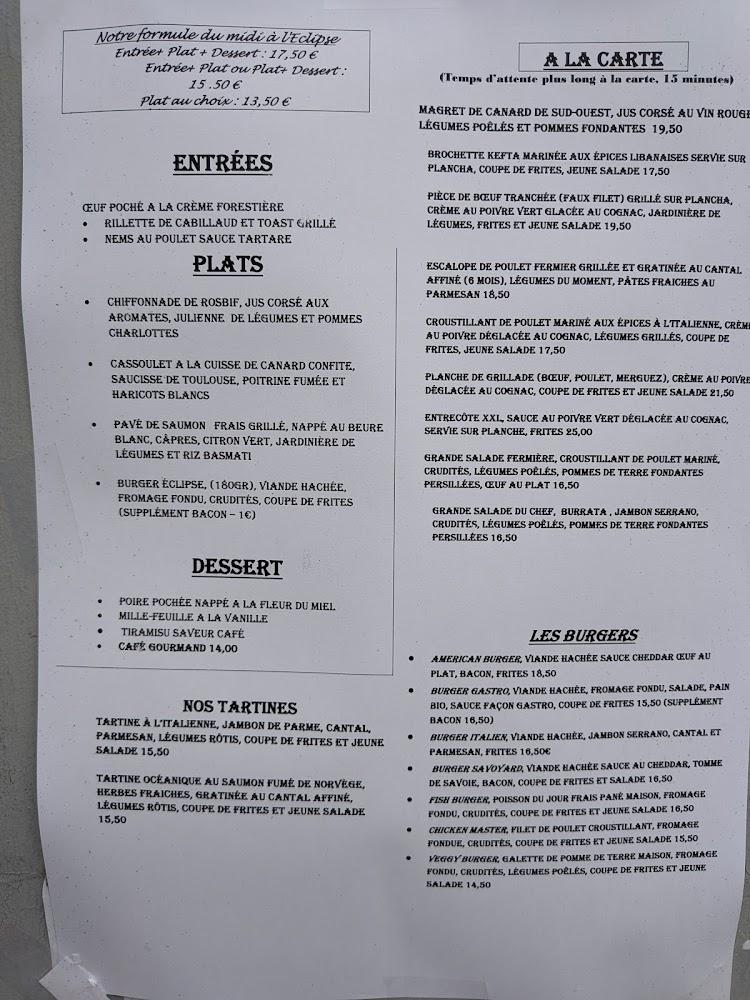 L’éclipse bar restaurant - Menu Image 2